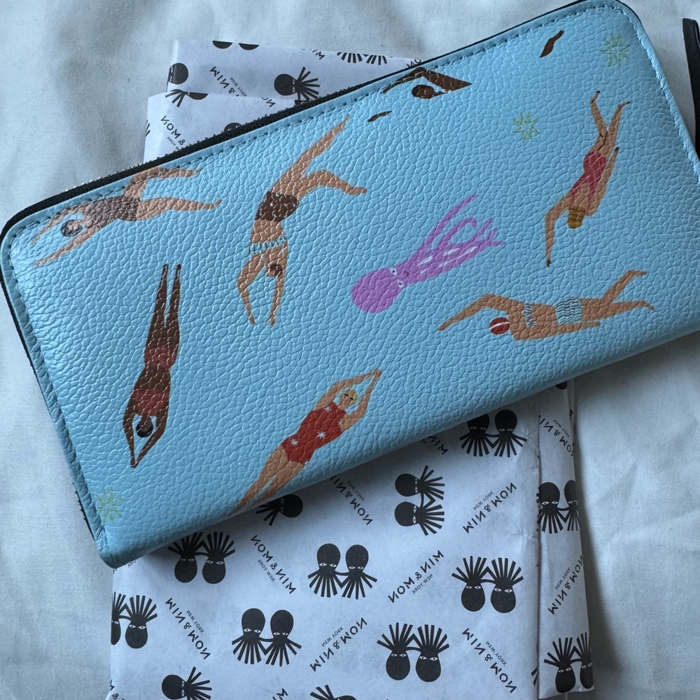 Blue Wallet with Swimmer Print